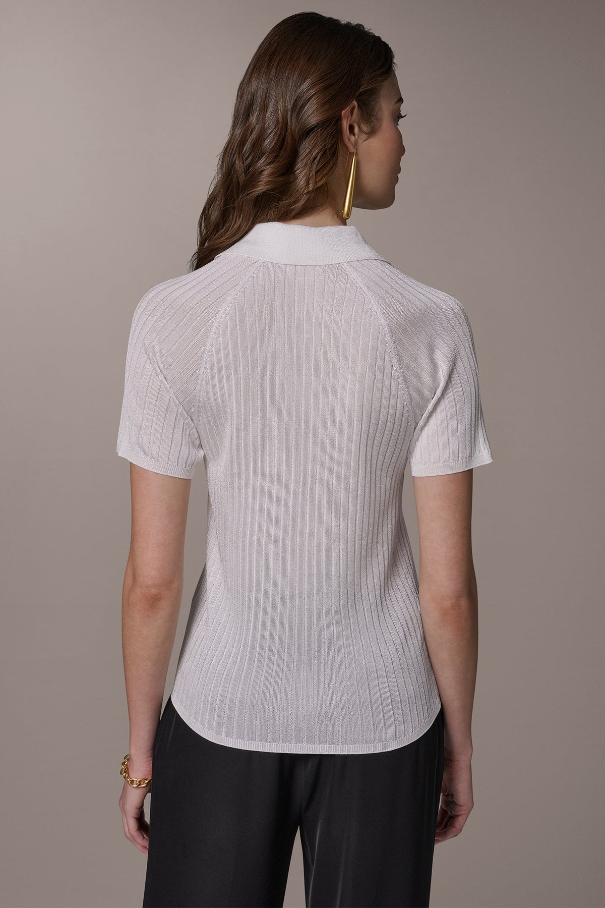 RIB-KNIT POLO SWEATER