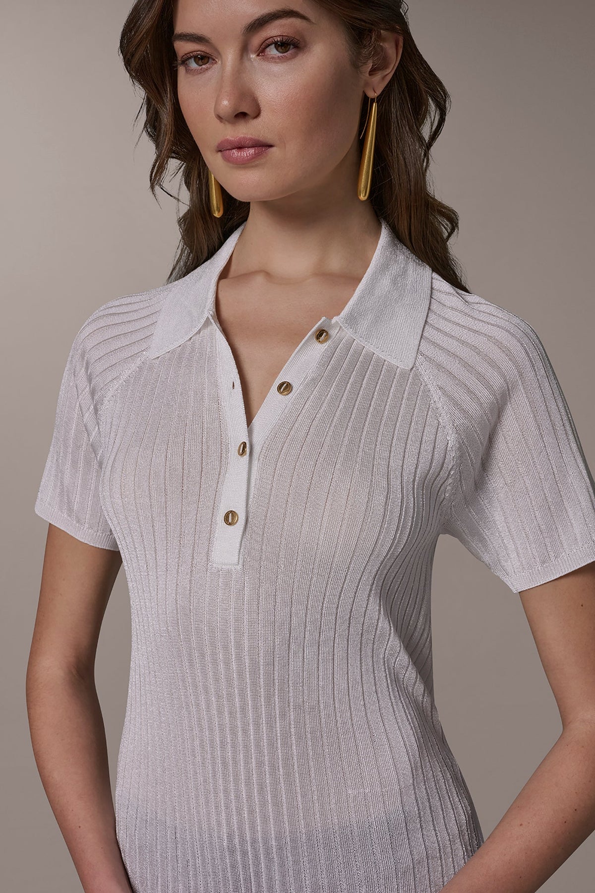 RIB-KNIT POLO SWEATER