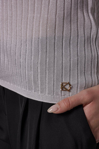 RIB-KNIT POLO SWEATER