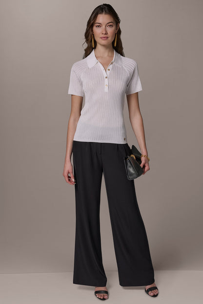 RIB-KNIT POLO SWEATER