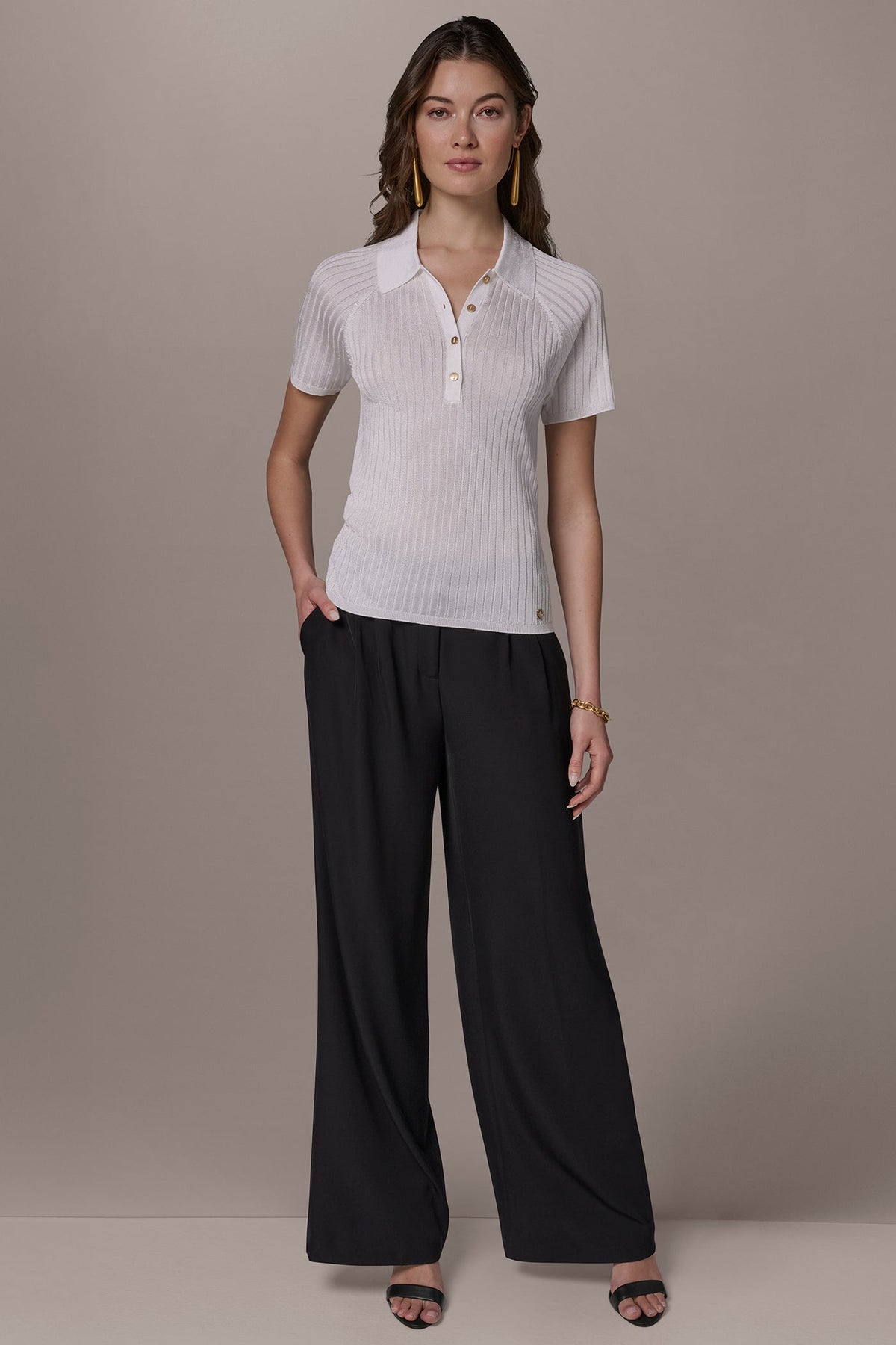 RIB-KNIT POLO SWEATER