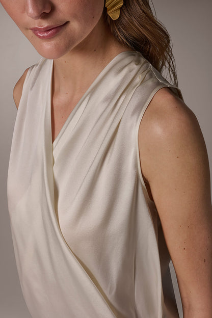 STRETCH-SILK WRAP-EFFECT BLOUSE
