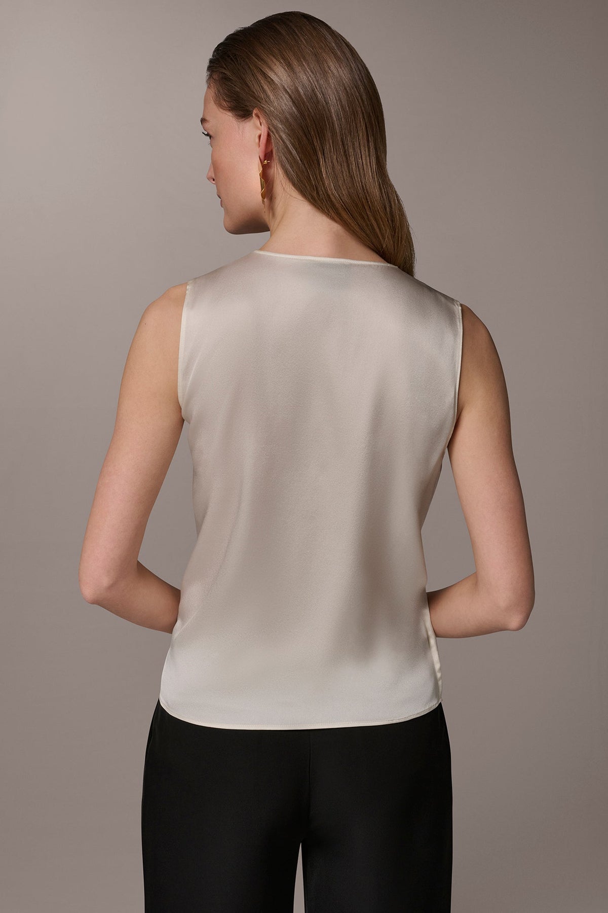 STRETCH-SILK WRAP-EFFECT BLOUSE