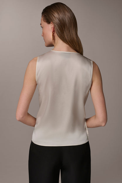 STRETCH-SILK WRAP-EFFECT BLOUSE