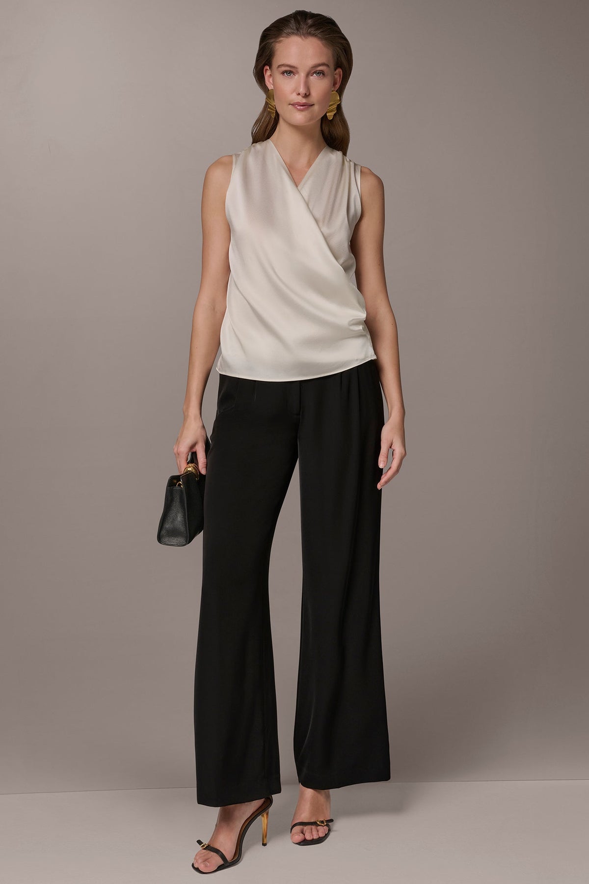 STRETCH-SILK WRAP-EFFECT BLOUSE