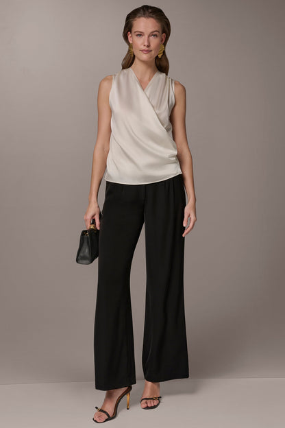 STRETCH-SILK WRAP-EFFECT BLOUSE