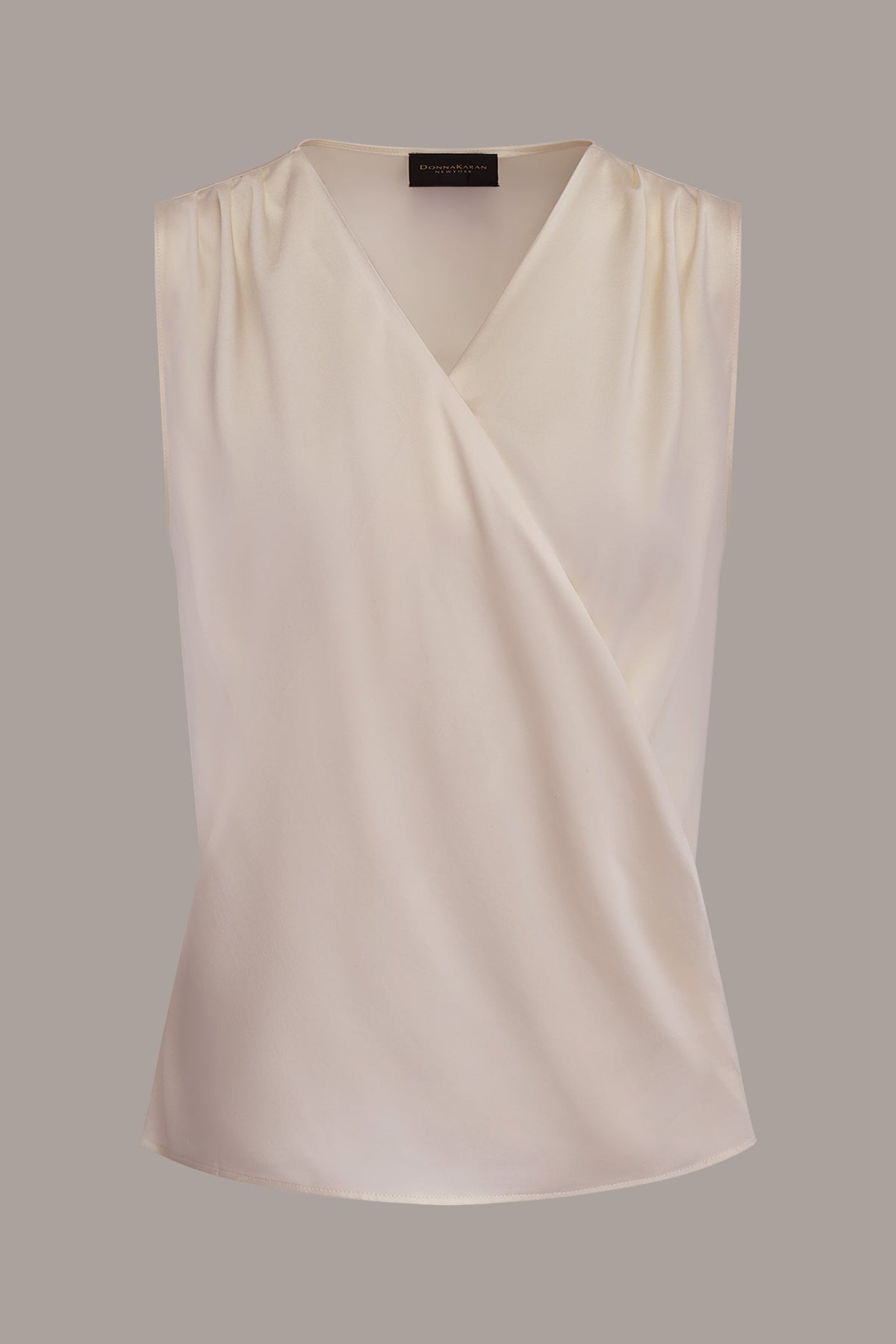 STRETCH-SILK WRAP-EFFECT BLOUSE