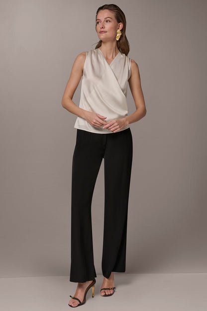 STRETCH-SILK WRAP-EFFECT BLOUSE