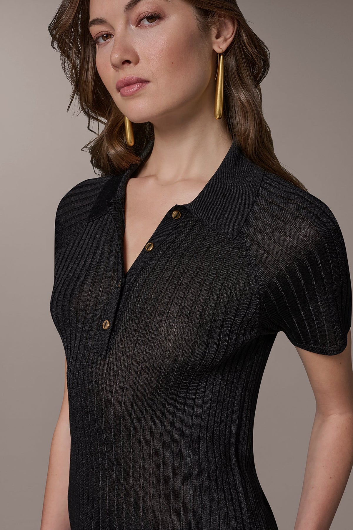 RIB-KNIT POLO SWEATER