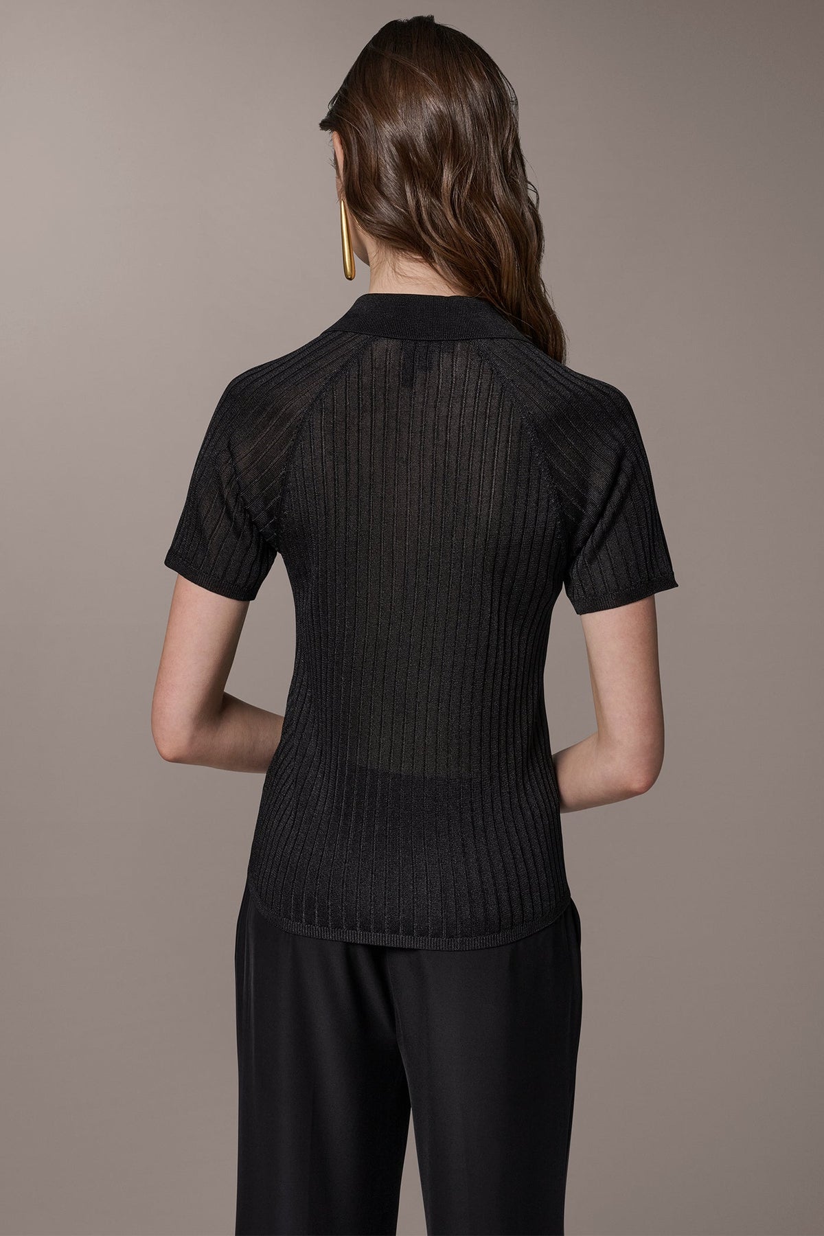 RIB-KNIT POLO SWEATER