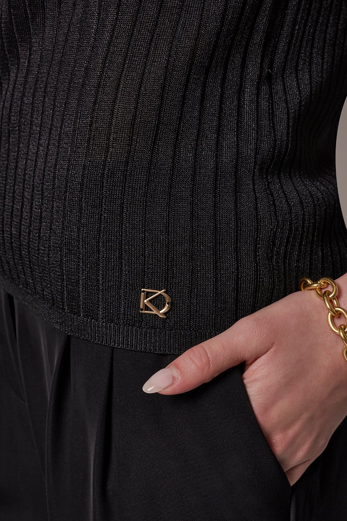 RIB-KNIT POLO SWEATER