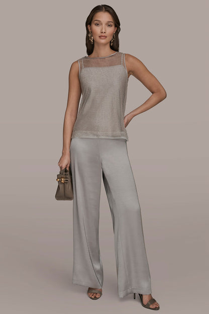 LAYERED BEADED SLEEVELESS BLOUSE