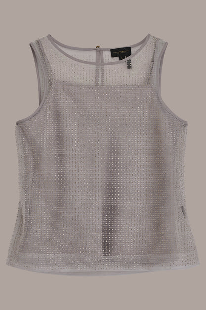 LAYERED BEADED SLEEVELESS BLOUSE