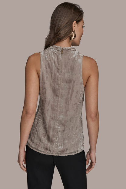 SLEEVELESS HIGH-NECK BURNOUT BLOUSE