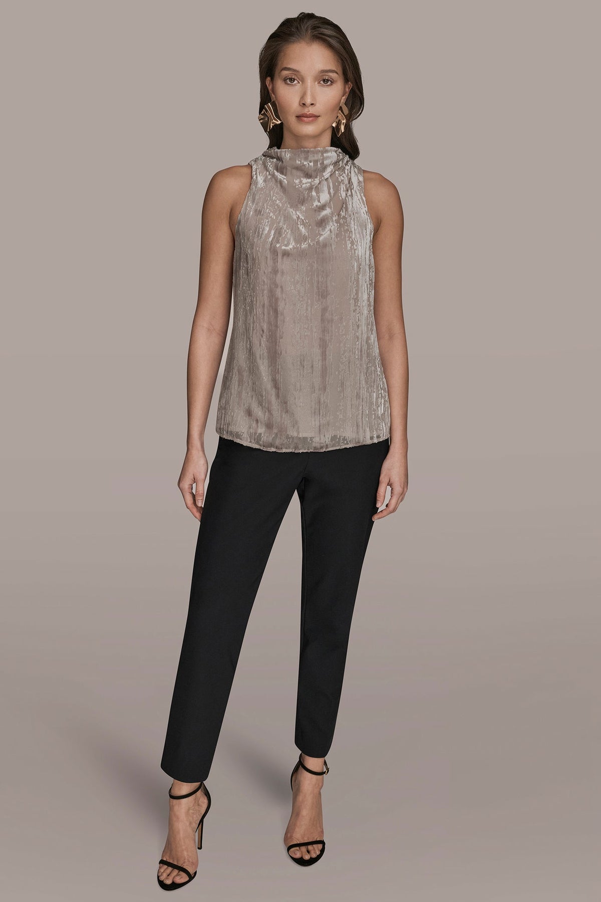 SLEEVELESS HIGH-NECK BURNOUT BLOUSE