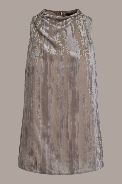 SLEEVELESS HIGH-NECK BURNOUT BLOUSE