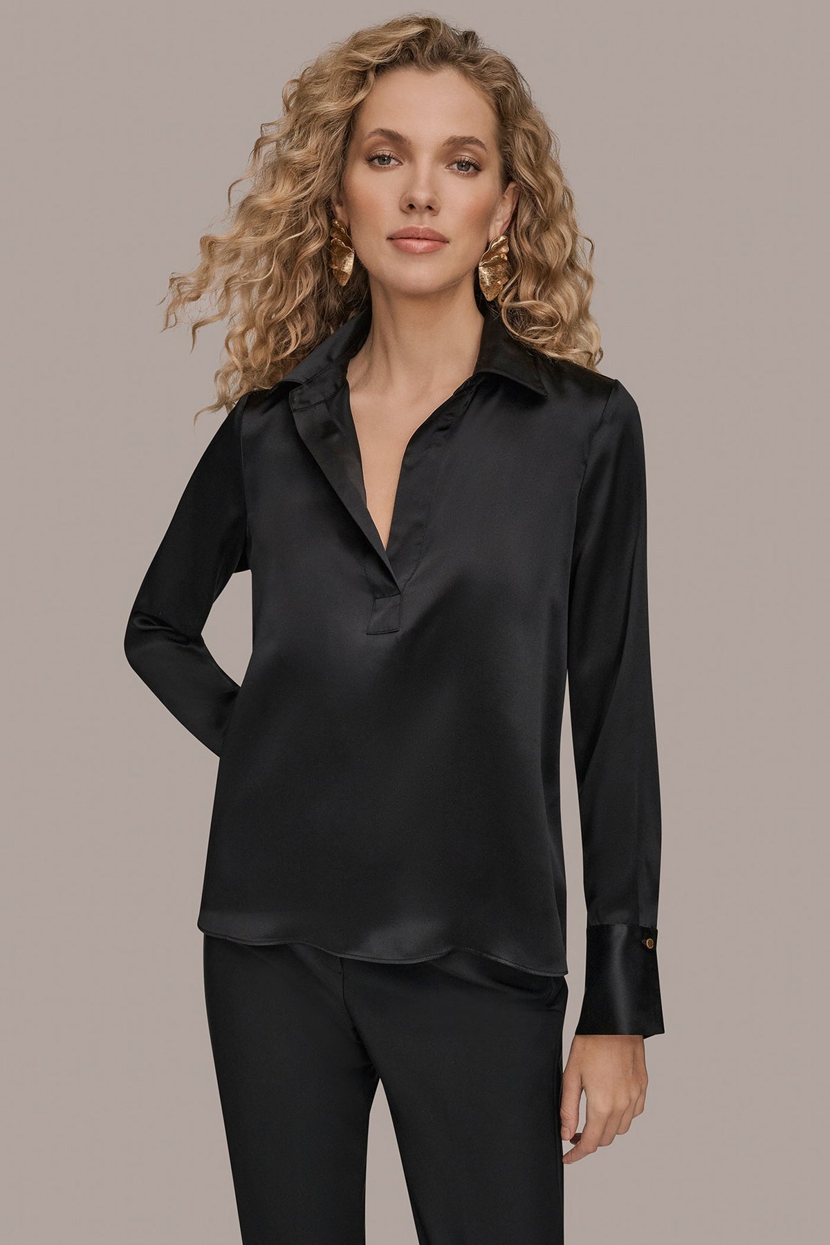 STRETCH SILK-SATIN SHIRT