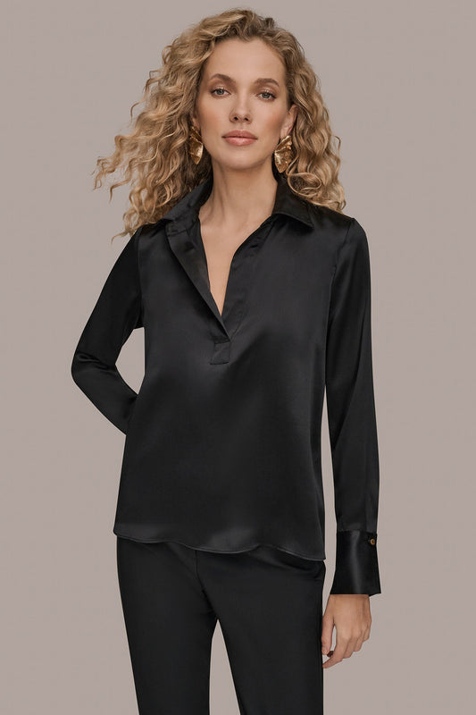 STRETCH SILK-SATIN SHIRT