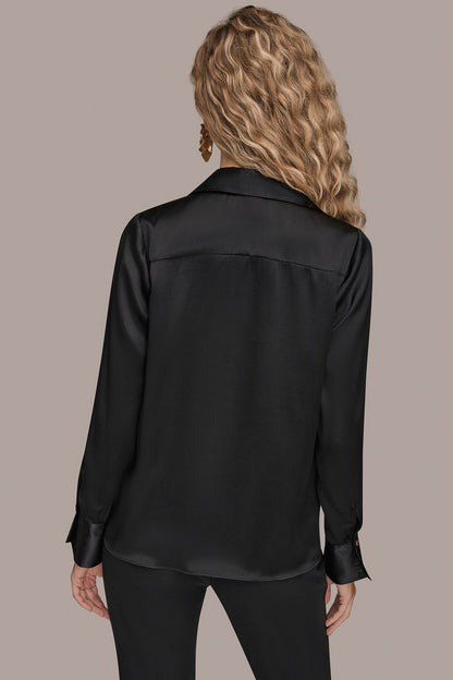 STRETCH SILK-SATIN SHIRT