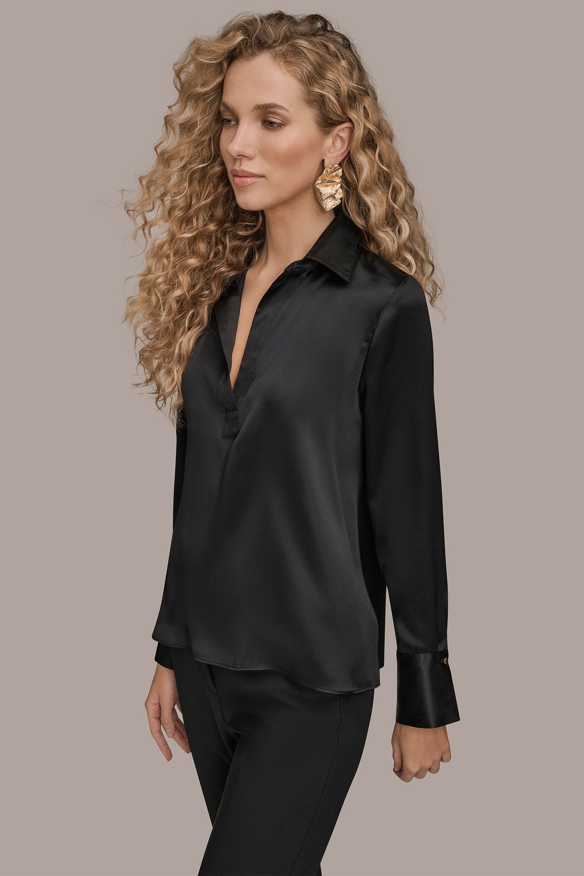 STRETCH SILK-SATIN SHIRT