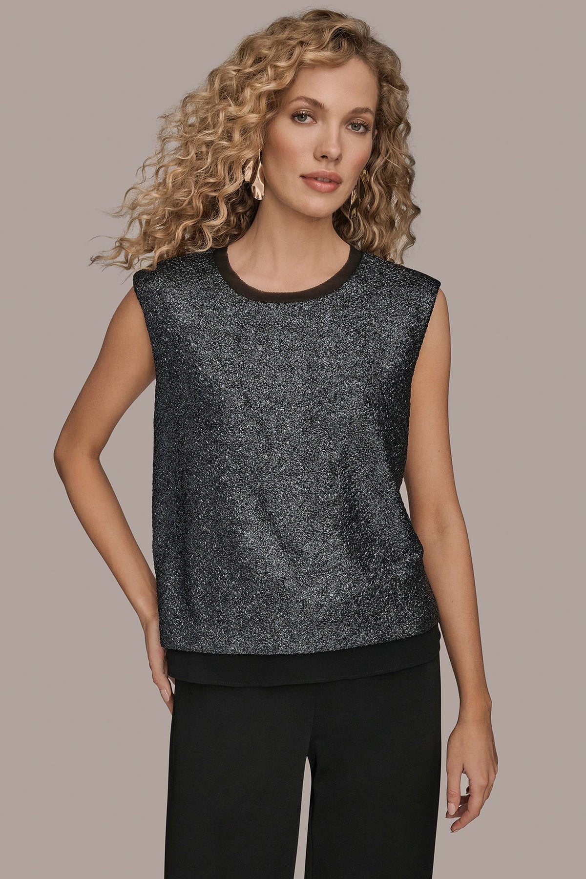 CHIFFON-TRIMMED BLOUSE