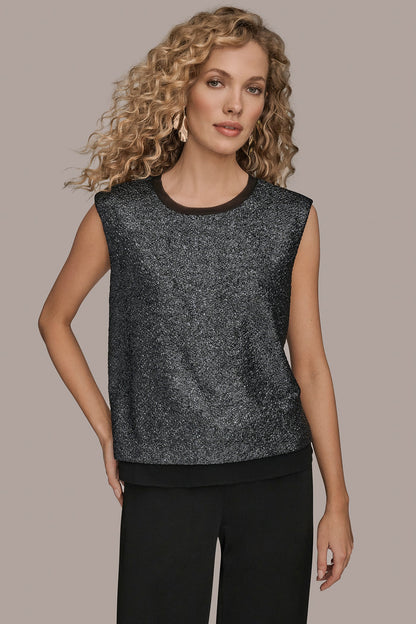 CHIFFON-TRIMMED BLOUSE