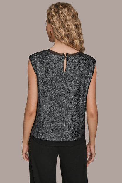 CHIFFON-TRIMMED BLOUSE