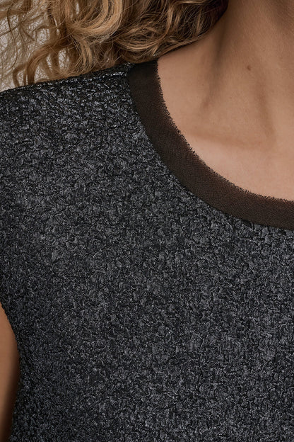 CHIFFON-TRIMMED BLOUSE