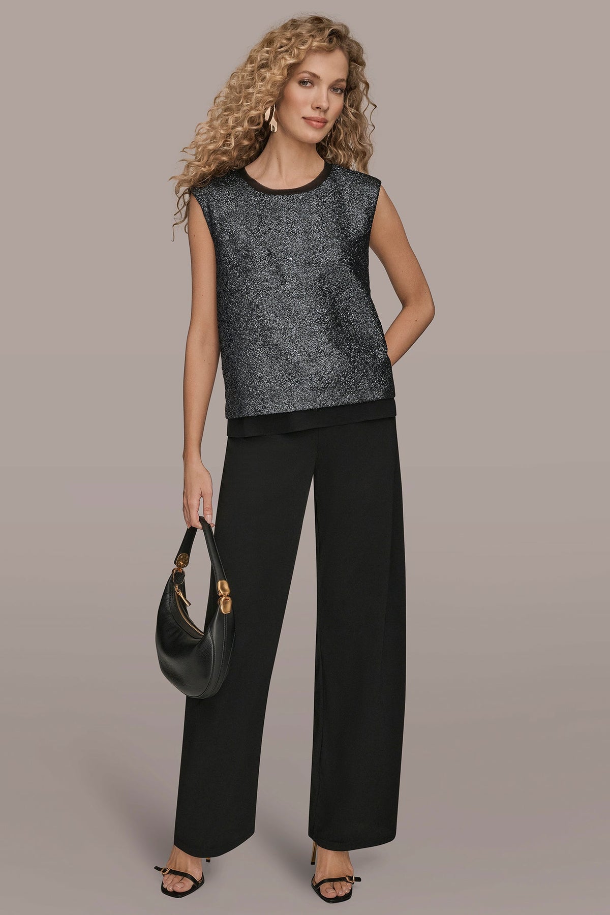CHIFFON-TRIMMED BLOUSE