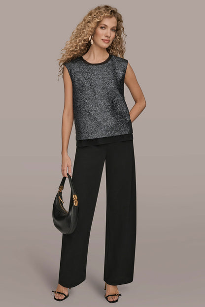 CHIFFON-TRIMMED BLOUSE