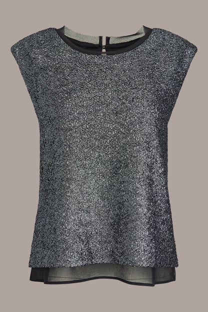 CHIFFON-TRIMMED BLOUSE