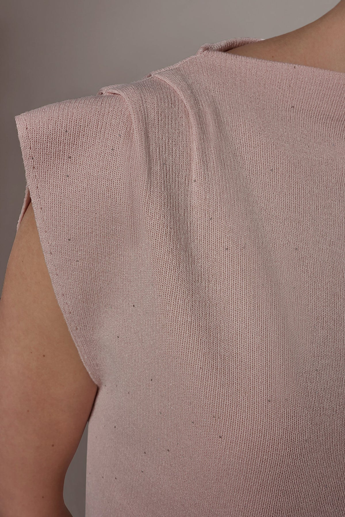 SEQUIN ASYMMETRIC FUNNEL NECK SWEATER