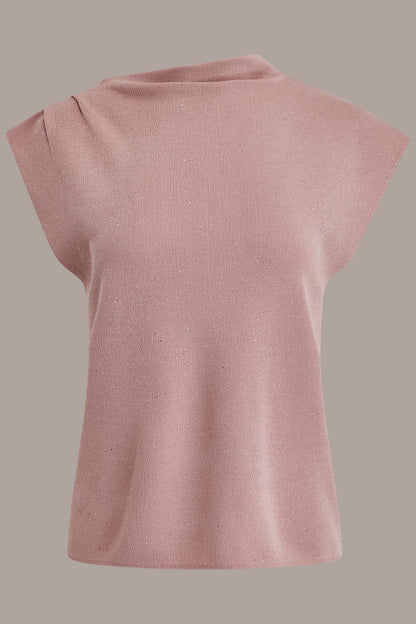 SEQUIN ASYMMETRIC FUNNEL NECK SWEATER
