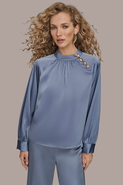 BUTTON-NECK BLOUSE