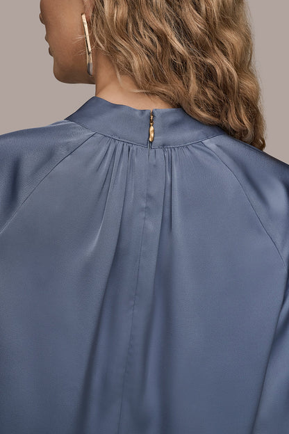 BUTTON-NECK BLOUSE