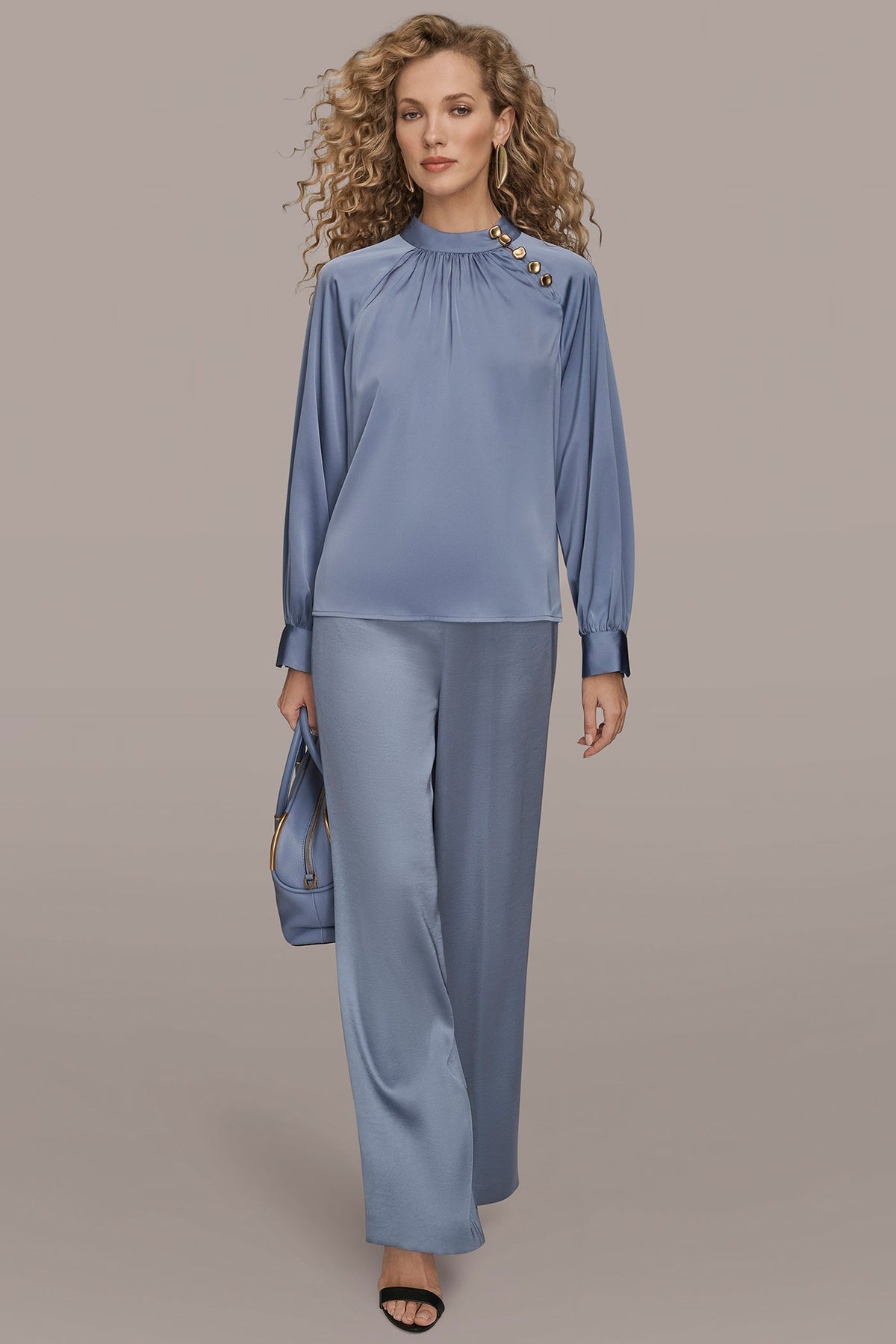 BUTTON-NECK BLOUSE