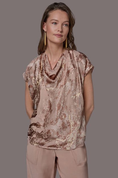 METALLIC BURNOUT BLOUSE