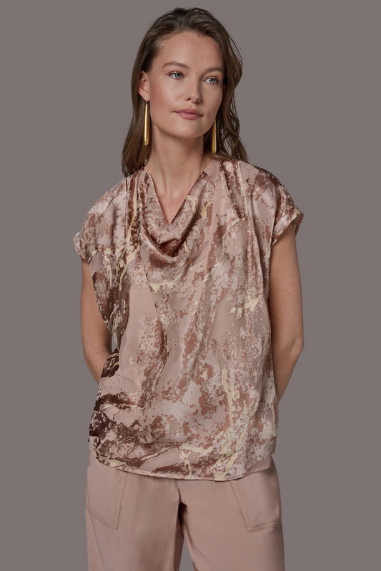 METALLIC BURNOUT BLOUSE