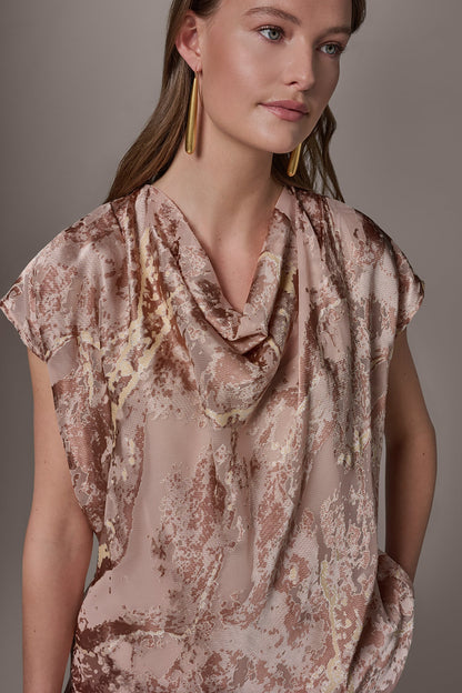 METALLIC BURNOUT BLOUSE