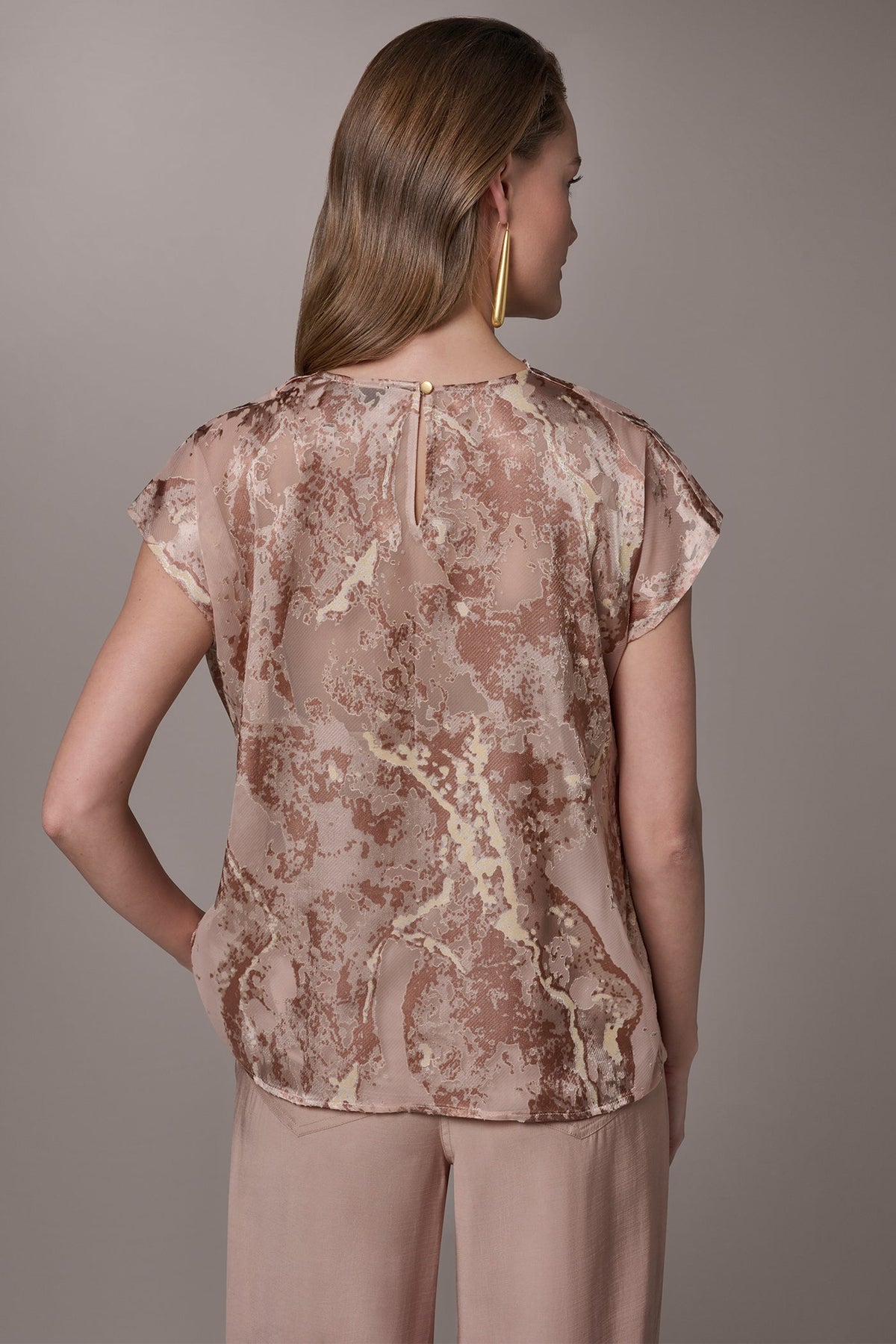 METALLIC BURNOUT BLOUSE