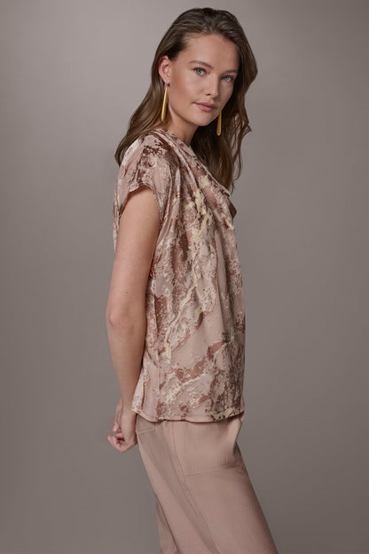 METALLIC BURNOUT BLOUSE