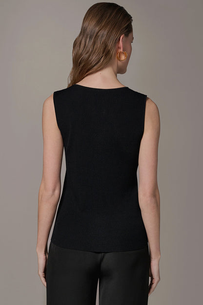 KEYHOLE RIBBED SWEATER TANK