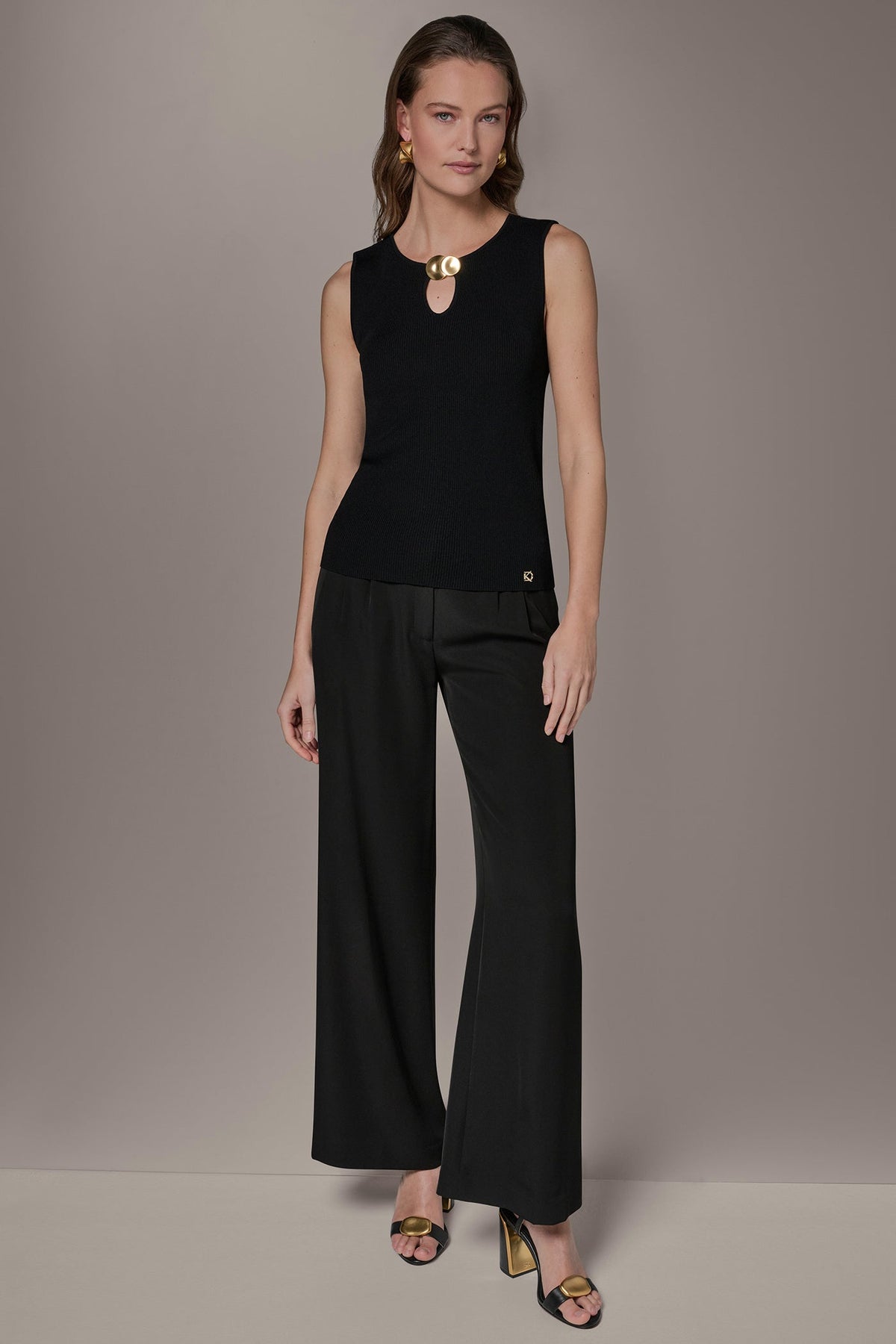 KEYHOLE RIBBED SWEATER TANK