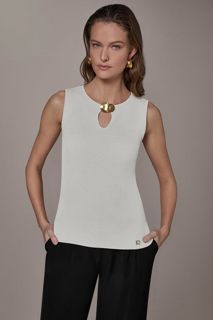KEYHOLE RIBBED SWEATER TANK