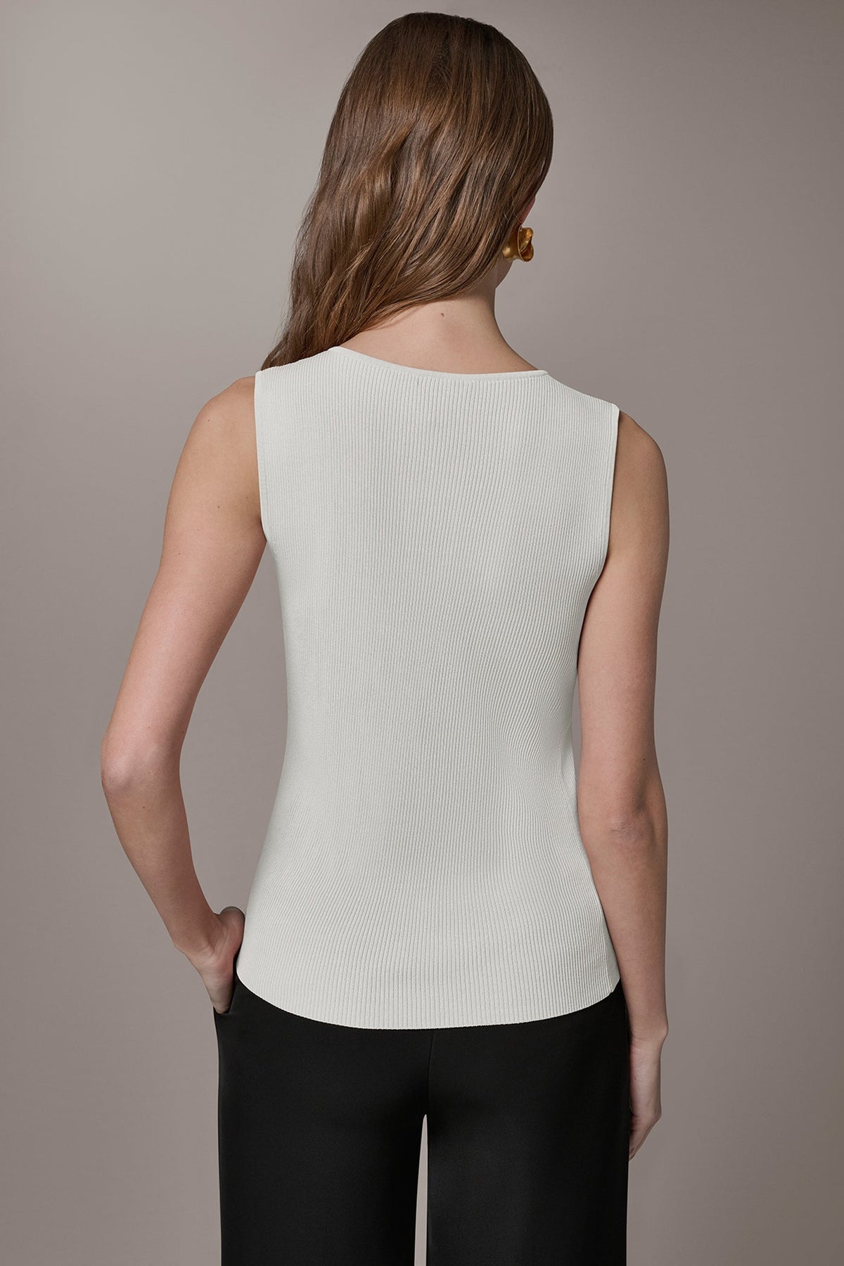 KEYHOLE RIBBED SWEATER TANK