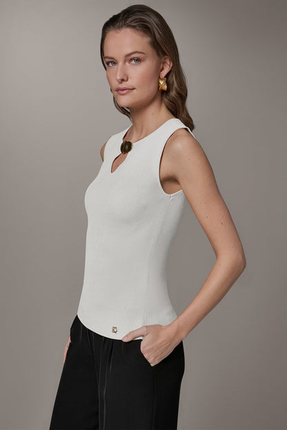 KEYHOLE RIBBED SWEATER TANK