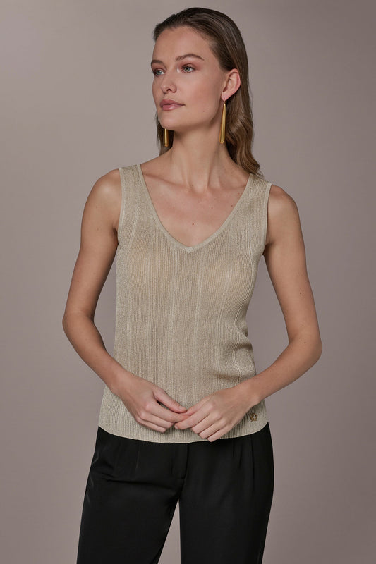 METALLIC RIBBED SWEATER TANK