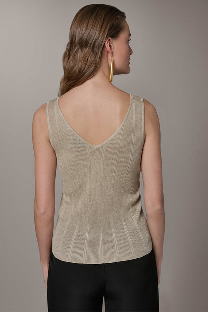 METALLIC RIBBED SWEATER TANK