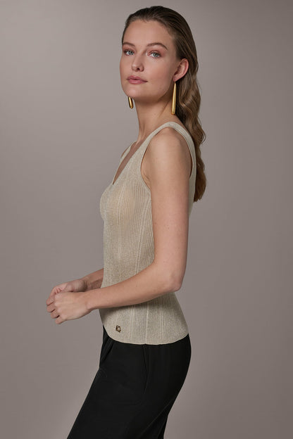 METALLIC RIBBED SWEATER TANK