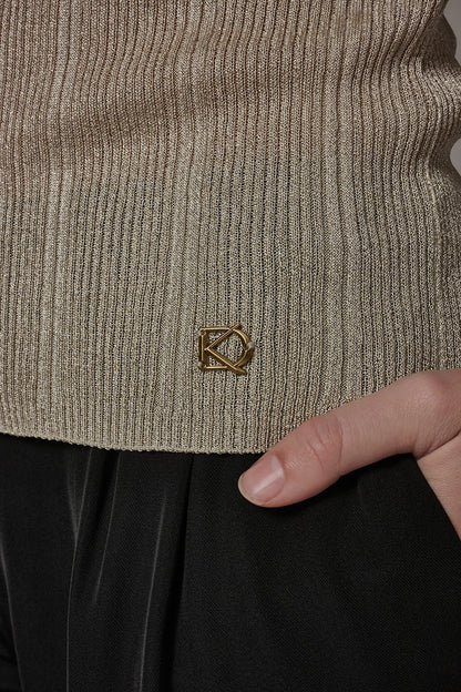 METALLIC RIBBED SWEATER TANK